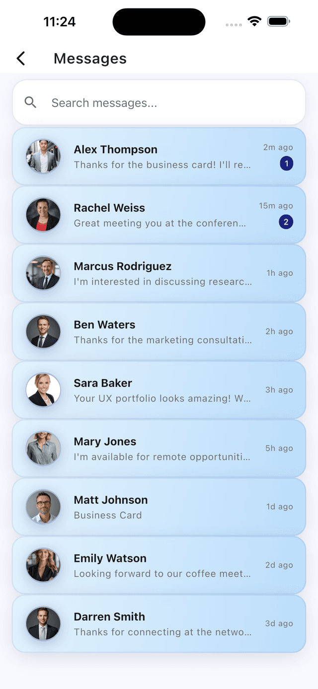 Instant messaging interface in Wyrl app