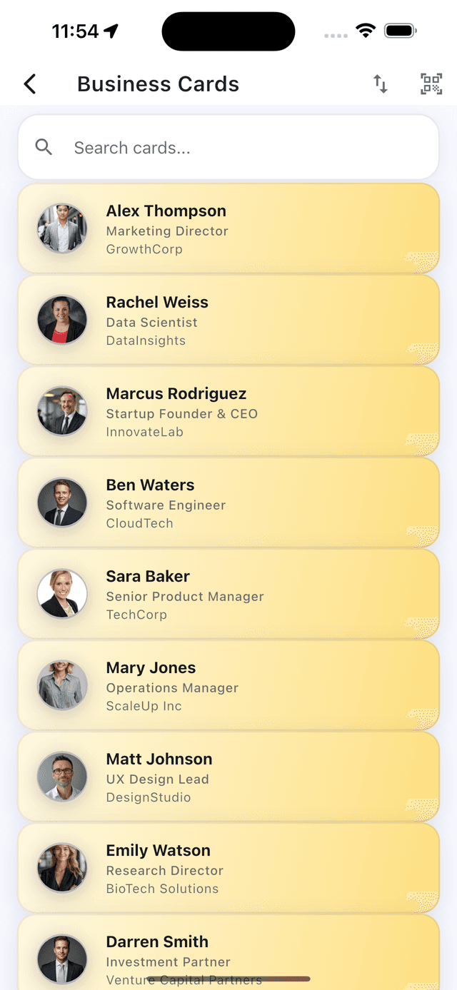 Digital business cards feature in Wyrl app