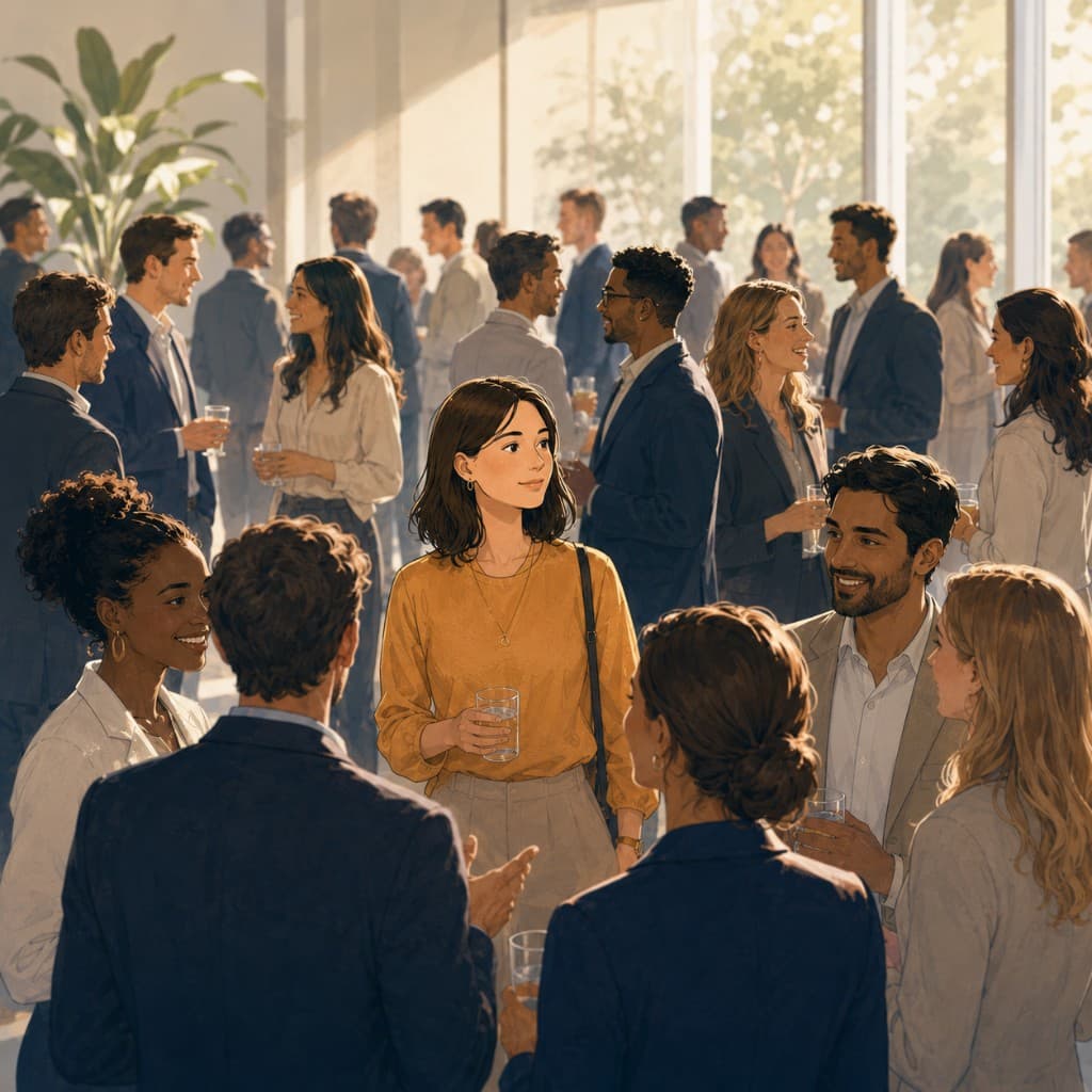 Professionals networking and meeting at an event